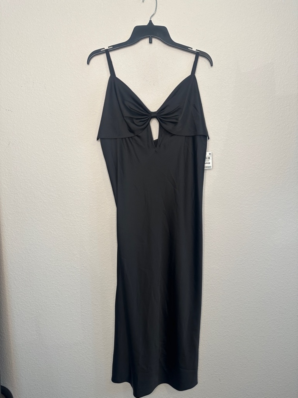 INC International Concepts Black Slip Midi Dress with Knotted Front